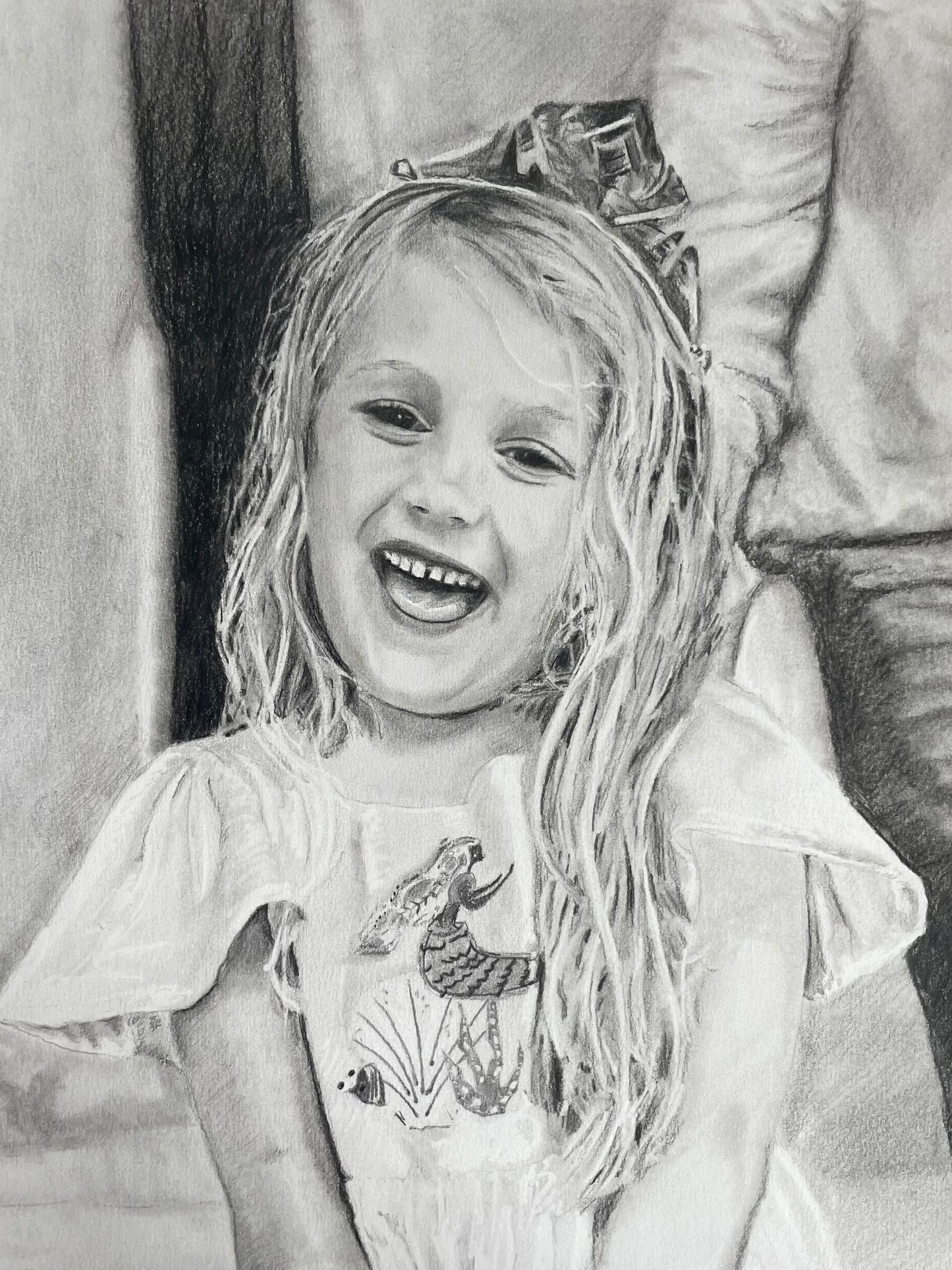Graphite pencil drawing: A4 single face with simple background